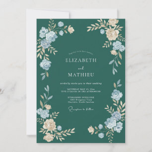 Invitación Boda Flor de Cian Oscuro