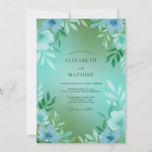 Invitación Boda Flor de Ciano Espuma de Mar