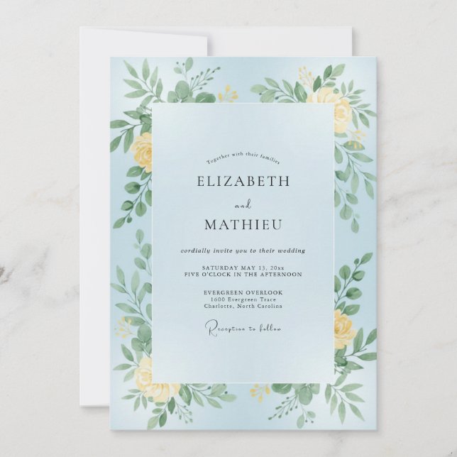 Invitación Boda Flor de Cielo Limón (Anverso)