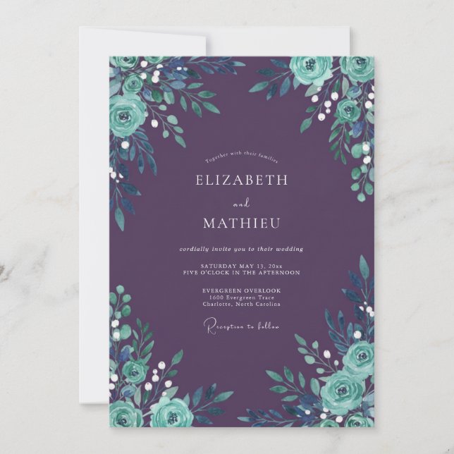Invitación Boda Flor de Ciruela Acuática (Anverso)