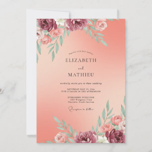 Invitación Boda Flor de Ciruela Coral