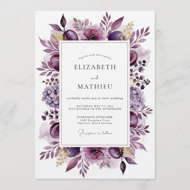 Invitación Boda Flor de Ciruela Etérea (Anverso)