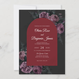 Invitación Boda Flor de Ciruela Granate