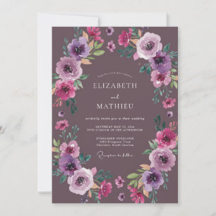 Invitación Boda Flor de Ciruela Magenta