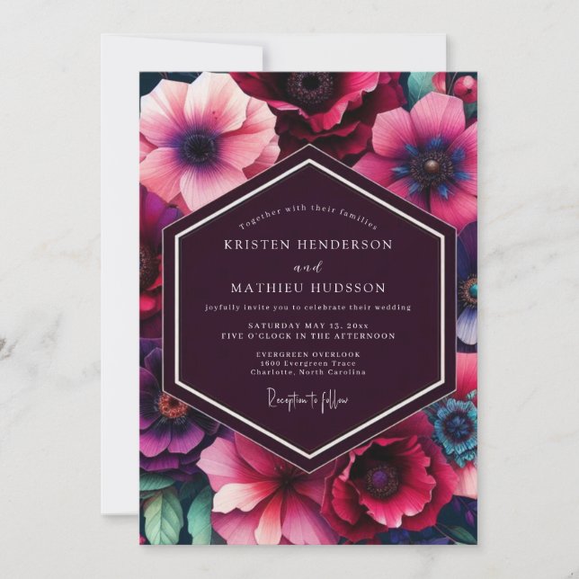 Invitación Boda Flor de Ciruela Malhumorada (Anverso)