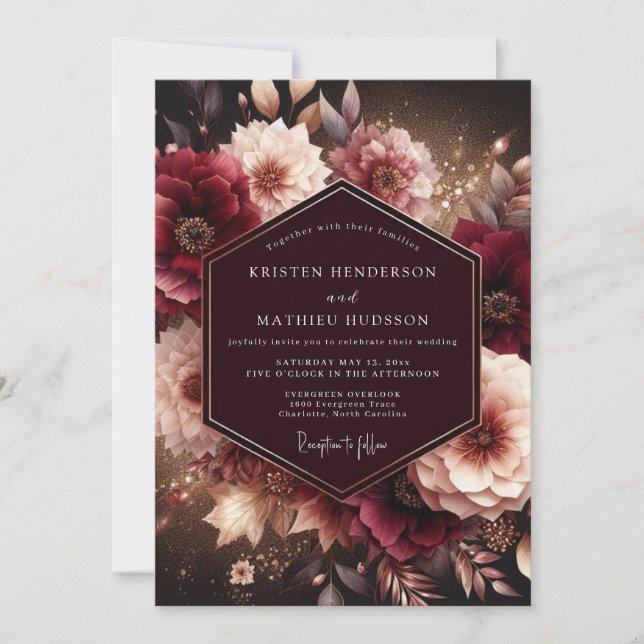 Invitación Boda Flor de Ciruela Moody (Anverso)
