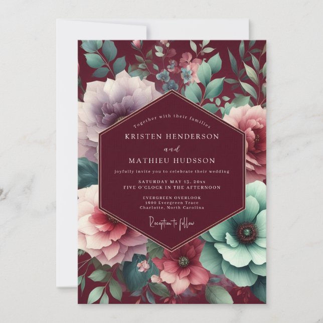 Invitación Boda Flor de Ciruela Moody (Anverso)