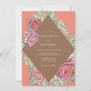 Invitación Boda Flor de Ciruelo de Coral Suave