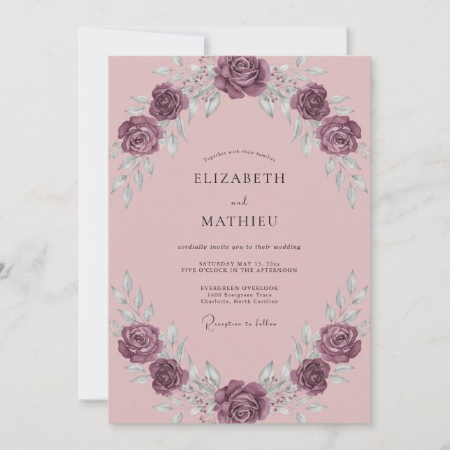 Invitación Boda Flor de Ciruelo Silenciada (Anverso)