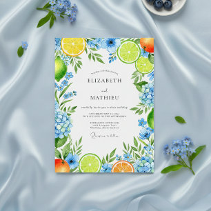 Invitación Boda Flor de Cítrico Azul