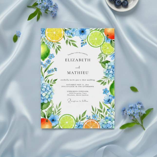 Invitación Boda Flor de Cítrico Azul (Subido por el creador)