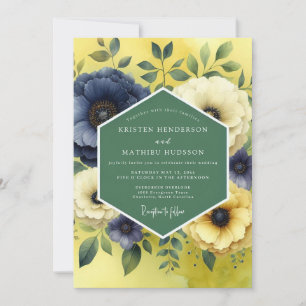 Invitación Boda Flor de Cítrico Índigo