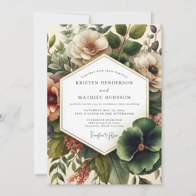 Invitación Boda Flor de Clasicismo Siena (Anverso)
