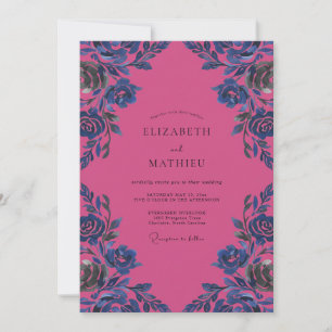 Invitación Boda Flor de Cobalto Magenta