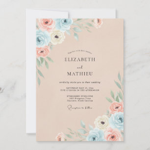Invitación Boda Flor de Coral de Champán