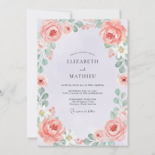 Invitación Boda Flor de Coral Melocotón