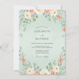 Invitación Boda Flor de Coral Mentolada
