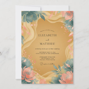 Invitación Boda Flor de Coral Ocre
