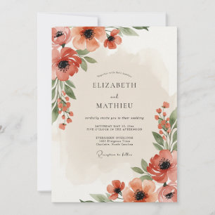 Invitación Boda Flor de Coral Verde
