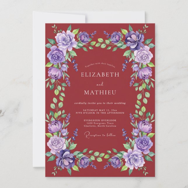 Invitación Boda Flor de Corona de Borgoña (Anverso)