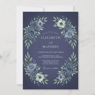 Invitación Boda Flor de Crecimiento de Pizarra Plateada