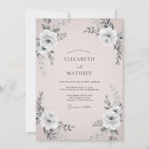 Invitación Boda Flor de Crecimiento Gris Champán