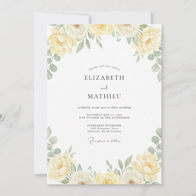 Invitación Boda Flor de Crema de Mantequilla (Anverso)