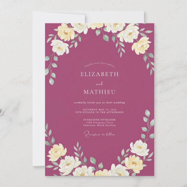 Invitación Boda Flor de Crema de Morera (Anverso)
