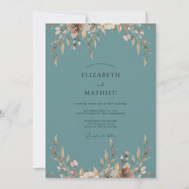 Invitación Boda Flor de Crema de Pizarra (Anverso)