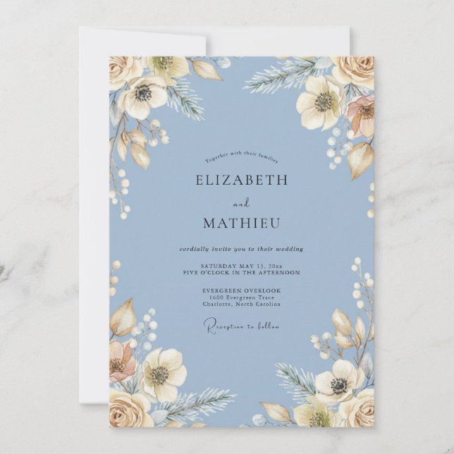 Invitación Boda Flor de Crema de Vinca menor (Anverso)