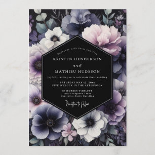 Invitación Boda Flor de Crepúsculo Azul Polvoriento