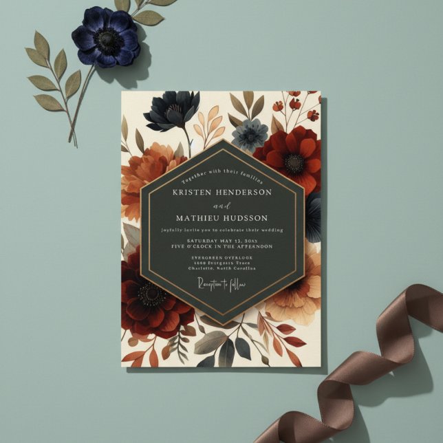 Invitación Boda Flor de Crepúsculo Borgoña (Subido por el creador)