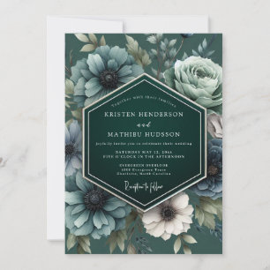Invitación Boda Flor de Crepúsculo Esmeralda