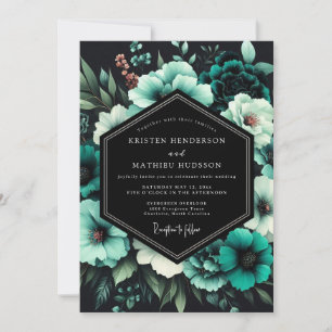 Invitación Boda Flor de Crepúsculo Verdeazulado