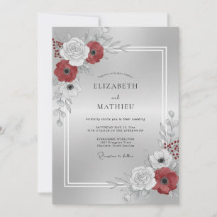Invitación Boda Flor de Crimson Plateada