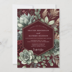 Invitación Boda Flor de Desierto Granate