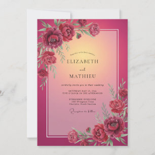 Invitación Boda Flor de Ensueño Borgoña
