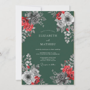 Invitación Boda Flor de Esmeralda Carmesí