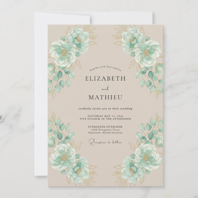 Invitación Boda Flor de Espuma de Champán (Anverso)