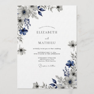 Invitación Boda Flor de Éter Naval