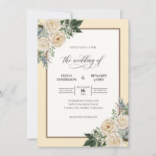 Invitación Boda Flor de Eucalipto Crema Marfil