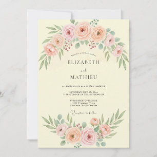 Invitación Boda Flor de Flor de Champán Melocotón
