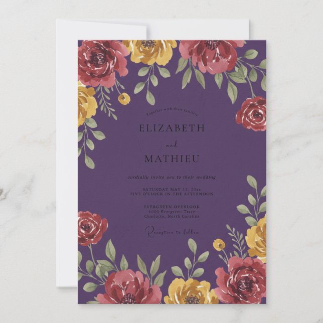 Invitación Boda Flor de Flor de Ciruela Amarilla (Anverso)