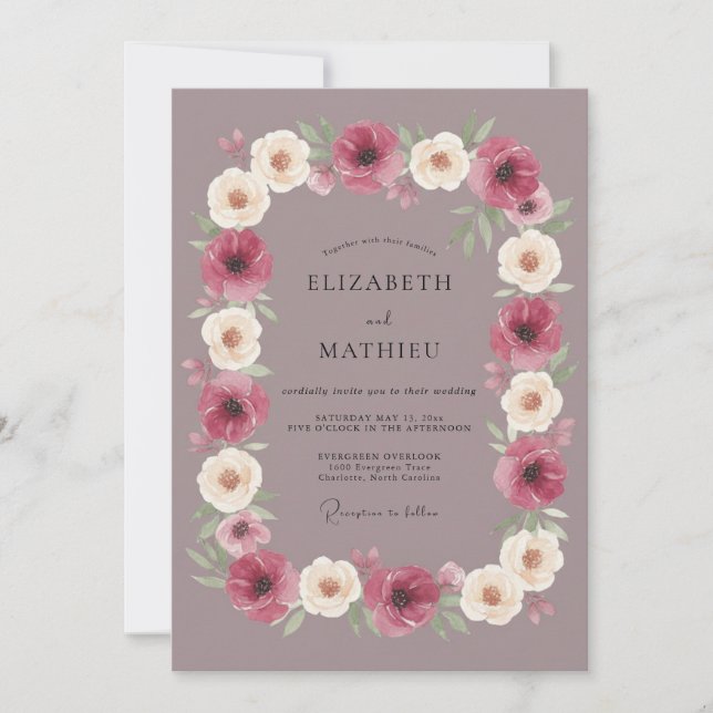 Invitación Boda Flor de Flor de Ciruelo (Anverso)