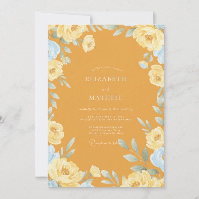Invitación Boda Flor de Flor Ochre (Anverso)