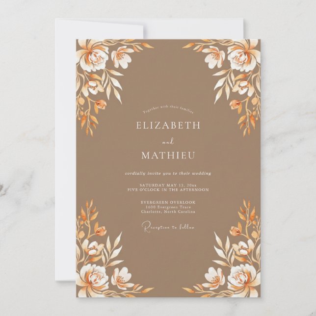 Invitación Boda Flor de Flor Taupe Ámbar (Anverso)