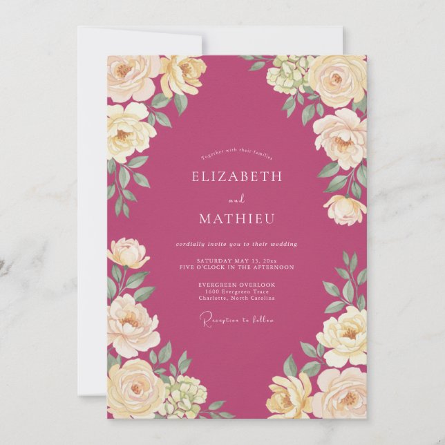 Invitación Boda Flor de Frambuesa (Anverso)