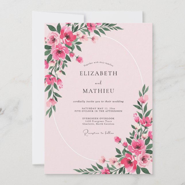 Invitación Boda Flor de Fuchsia (Anverso)