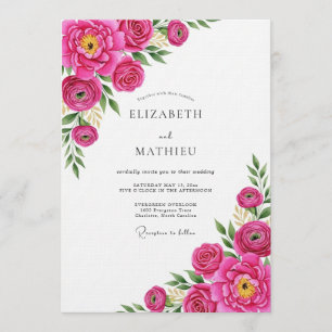 Invitación Boda Flor de Fuchsia Pintada