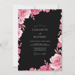 Invitación Boda Flor de Fucsia Negra